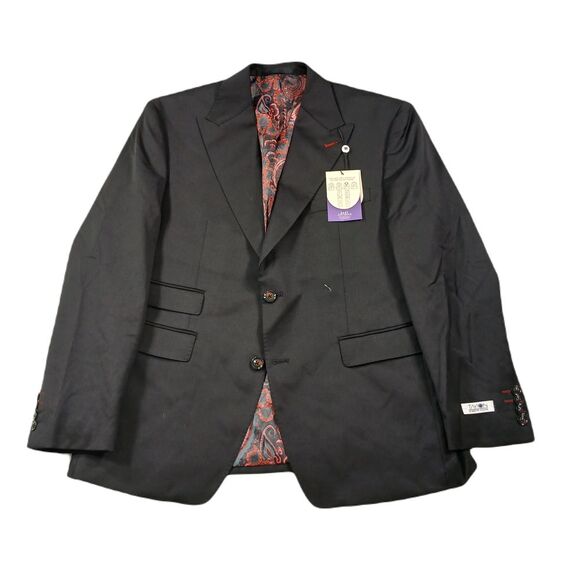 Tayion Collection Wool Suit Jacket Mens 40S 40 Solid‎ Black Classic-Fit $425